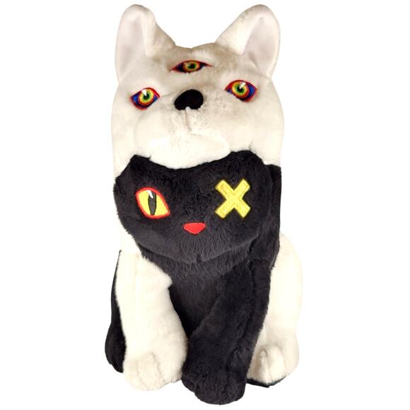Meow Wolf Plush Cat Dog Hybrid Black White 11" Lil Oak 2020 Rare Stuffed Animal - Picture 2 of 16